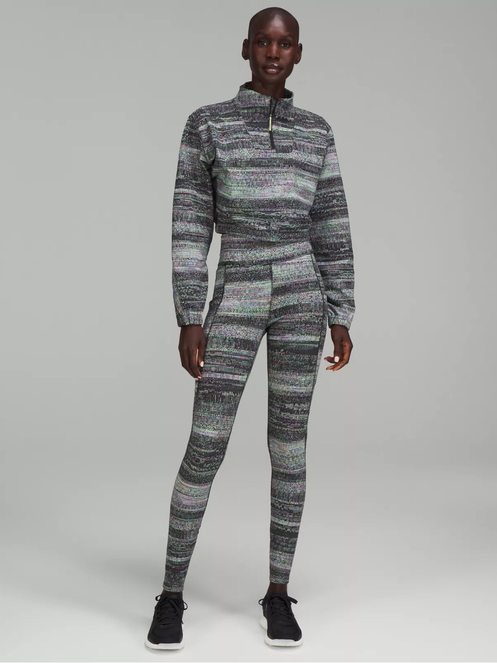 lululemon athletica jacquard set — cropped half zip +